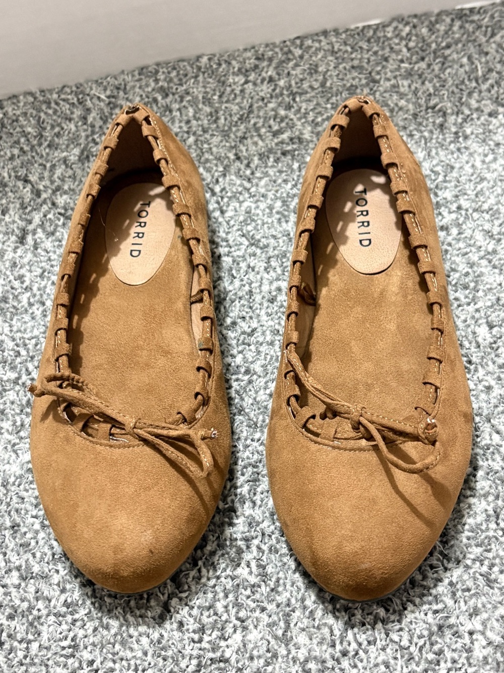 Torrid Wide Width Ballet Flats Women's Size 8W Brown Faux Suede Bow Detail